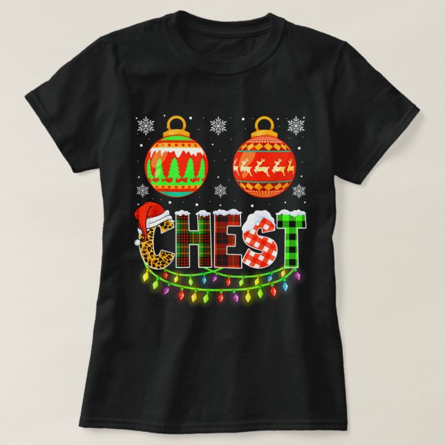 Chest Nuts Matching Funny Christmas Couples Chestn T-Shirt (Design Front)