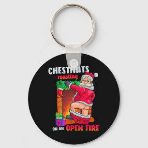 Chest Nuts Roasting Funny Naughty Santa Dirty Food Keychain