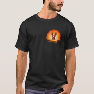 Chest Patch V Minimalist Vintage Retro Sunset T-Shirt