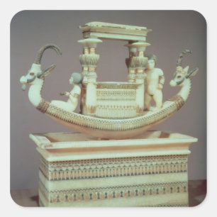 Chest with a boat decorated with two heads square sticker