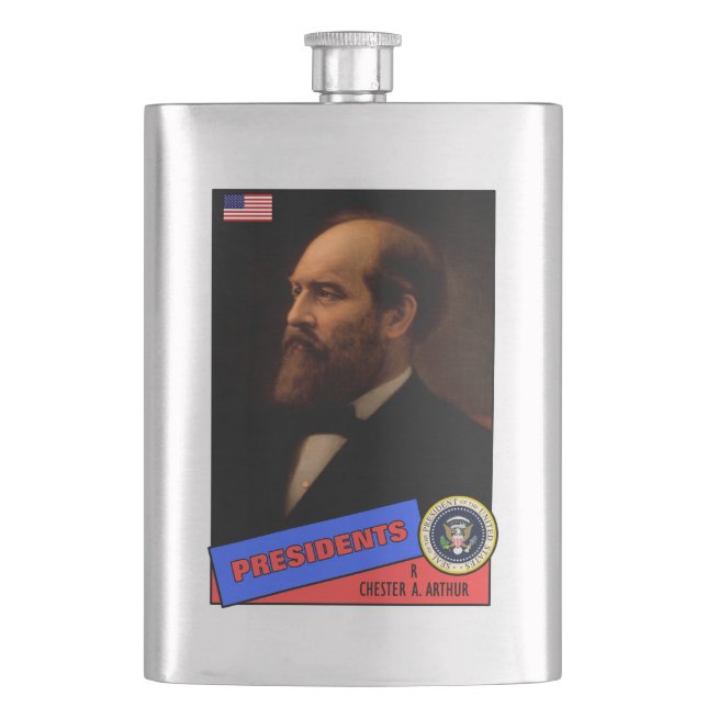 Chester A. Arthur Baseball Card Hip Flask (Front)