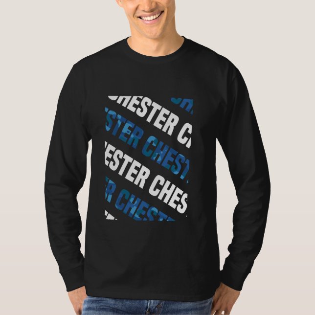 Chester Camo Pattern Blue Camouflage T-Shirt (Front)