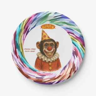 Chester chimp clown paper plate