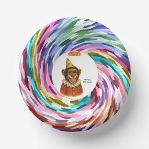 Chester the chimp clown paper plate