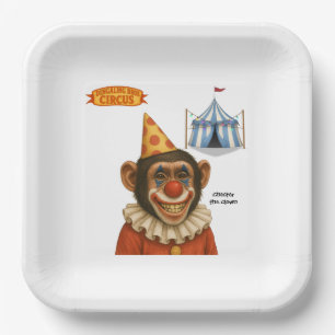 Chester the chimp clown paper plate