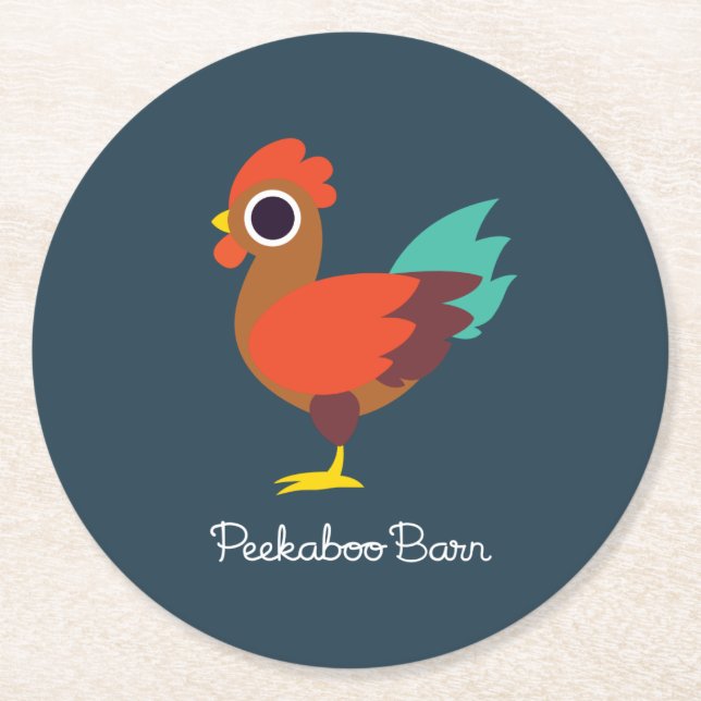 Chester the Rooster Round Paper Coaster (Front)