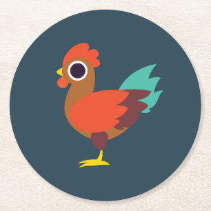 Chester the Rooster Round Paper Coaster
