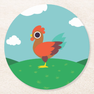 Chester the Rooster Round Paper Coaster