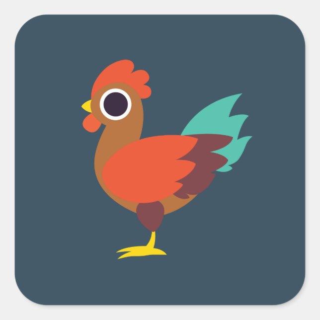 Chester the Rooster Square Sticker (Front)