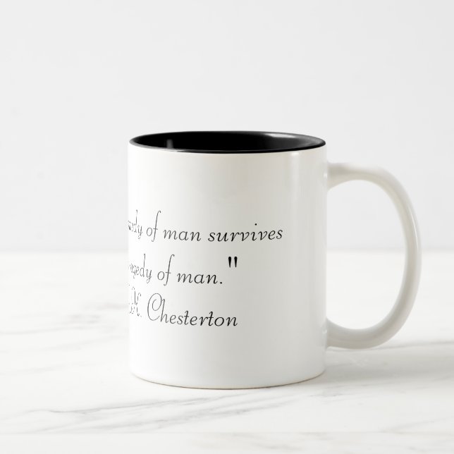 Chesterton - Comedy of Man Two-Tone Coffee Mug (Right)