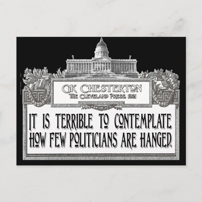 Chesterton on Politicians' Hanging Postcard (Front)