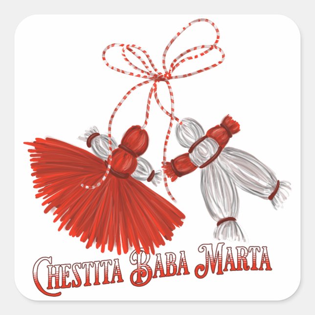 Chestita Baba Marta Martenitsas Square Sticker (Front)