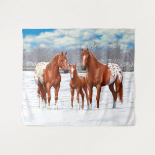 Chestnut Appaloosa Sorrel Quarter Horses in Snow Tapestry