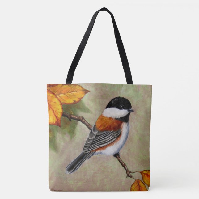 Chestnut Backed Chickadee Bird Tote Bag (Front)