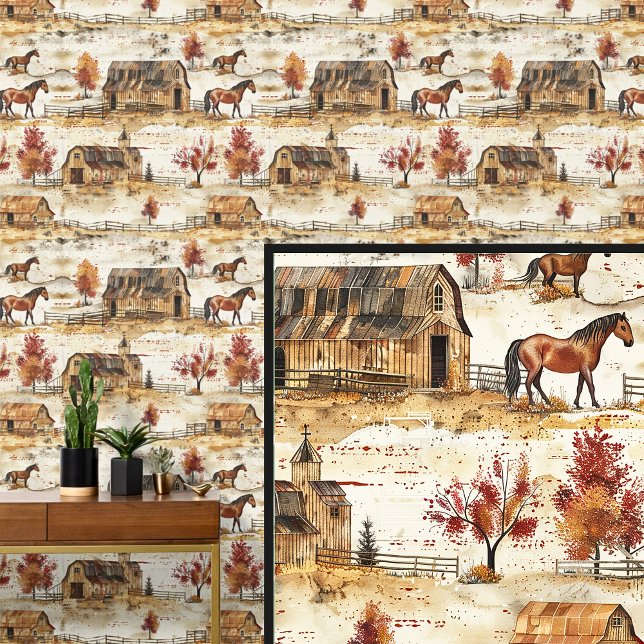 Chestnut Brown Horse Barn Autumn Ranch  Wallpaper (Creator Uploaded)