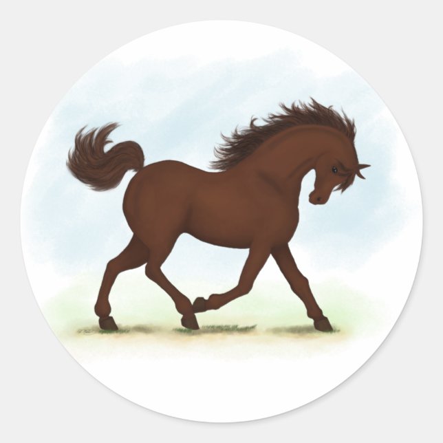 Chestnut Brown Horse Equestrian Classic Round Sticker (Front)