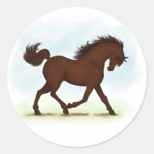 Chestnut Brown Horse Equestrian Classic Round Sticker