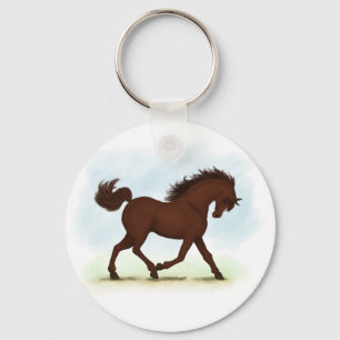 Chestnut Brown Horse Equestrian Keychain