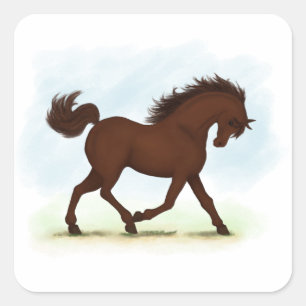 Chestnut Brown Horse Equestrian Square Sticker