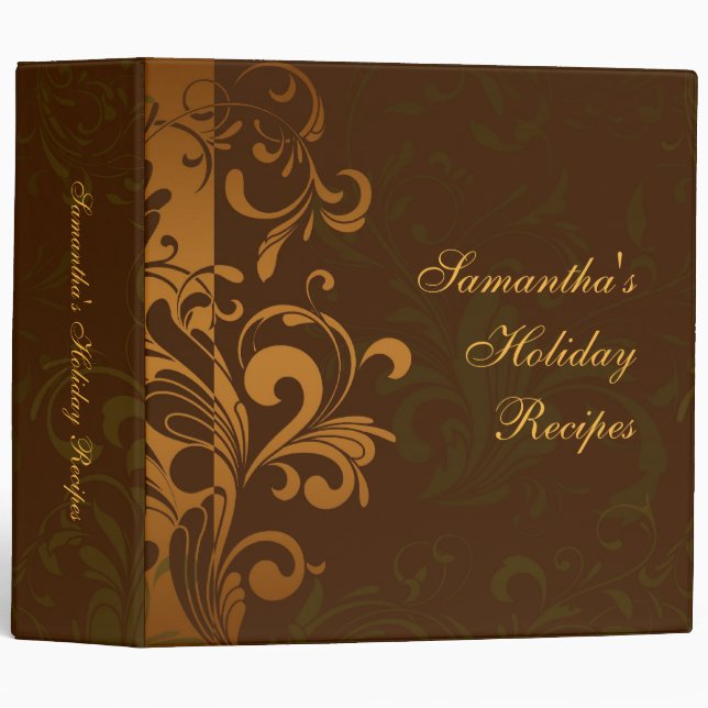 Chestnut Brown Personalized Recipe Binder (Front/Spine)