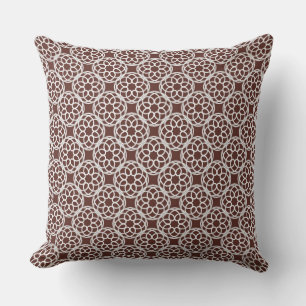 Chestnut Brown White Geometric Seamless Pattern Throw Pillow