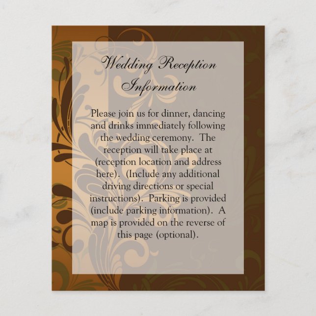 Chestnut Brown with Gold/Green Reception Info. (Front)