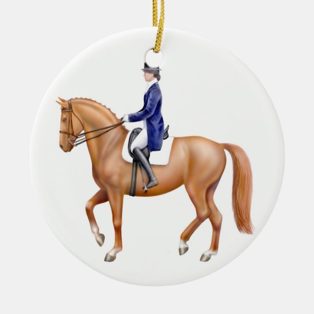 Chestnut Dressage Horse Ornament (Front)
