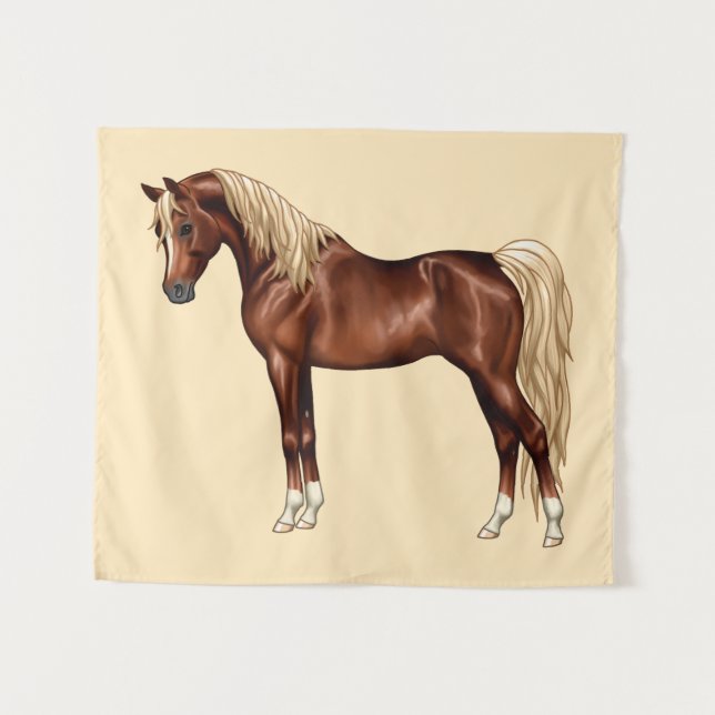 Chestnut Egyptian Arabian Horse Flaxen Mane & Tail Tapestry (Front (Horizontal))