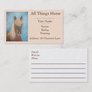 chestnut horse blonde mane equestrian equine business card