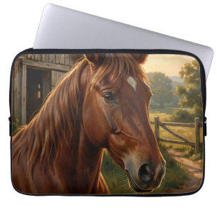Chestnut Horse Golden Hour Barn Laptop Sleeve