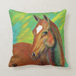 Chestnut Horse Head Art Throw Pillow