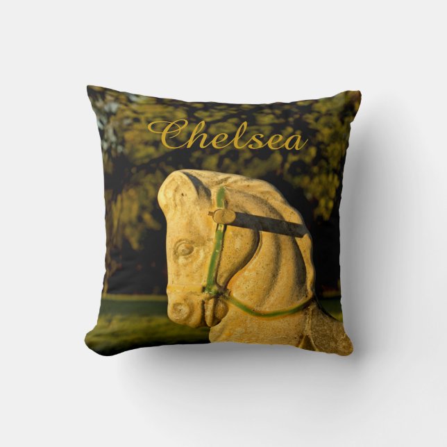 Chestnut Horse Personalized Throw Pillow (Front)