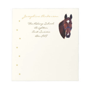 Chestnut Horse Portrait with White Star Notepad