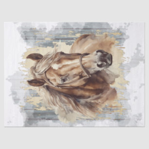 Chestnut Horse Watercolor Decoupage Tissue Paper