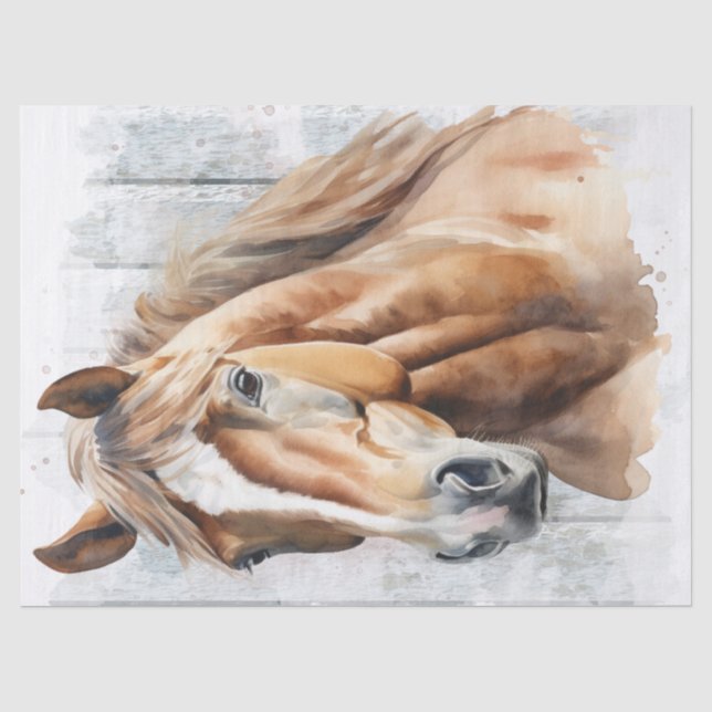 Chestnut Horse Watercolor Decoupage Tissue Paper (Front)