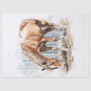 Chestnut Horse Watercolor Decoupage Tissue Paper