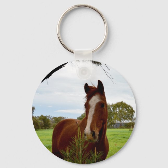 Chestnut Horse With Banksia Tree, Keychain (Front)