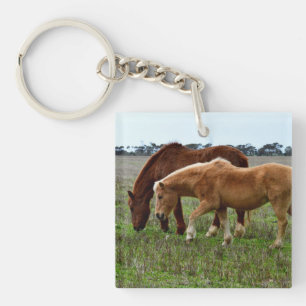 Chestnut Mare And Palomino Foal, Keychain