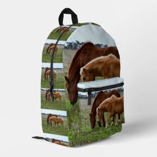 Chestnut Mare And Palomino Foal, Printed Backpack