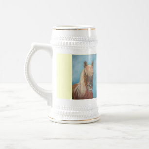 chestnut mare horse with blonde mane equine art beer stein