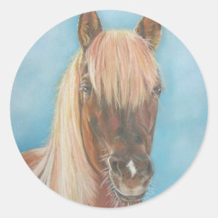 chestnut mare with blonde mane equine art horse classic round sticker
