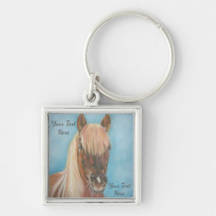 chestnut mare with blonde mane equine horse keychain