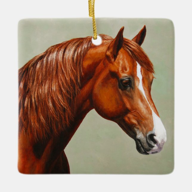 Chestnut Morgan Horse Ceramic Ornament (Front)