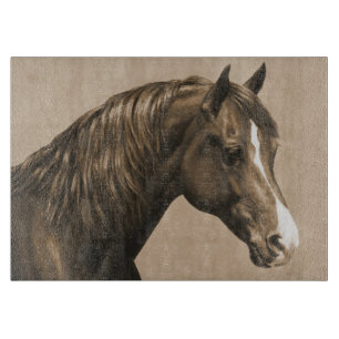 Chestnut Morgan Horse in Sepia Cutting Board