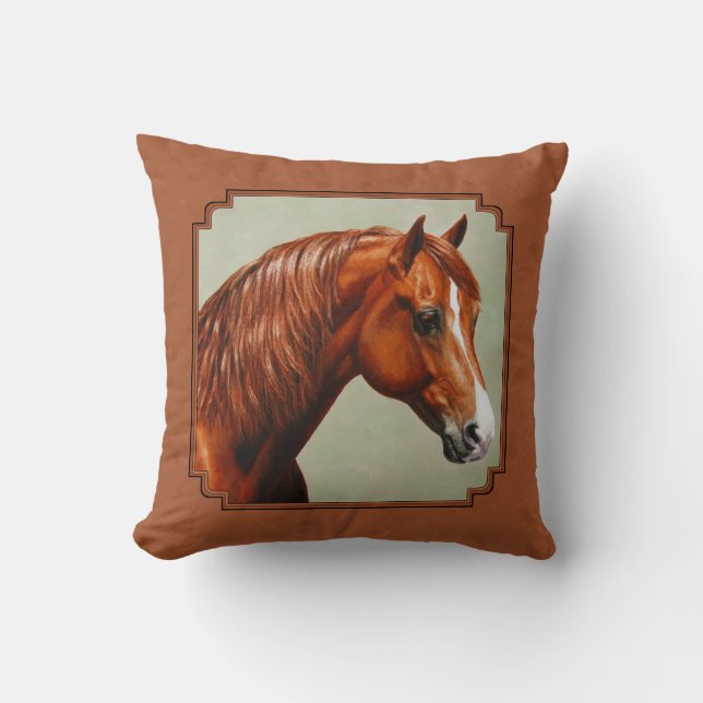 Chestnut Morgan Horse Rusty Red Throw Pillow (Front)