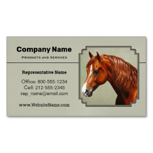 Chestnut Morgan Horse Sage Green Magnetic Business Card