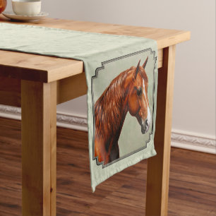 Chestnut Morgan Horse Sage Green Medium Table Runner