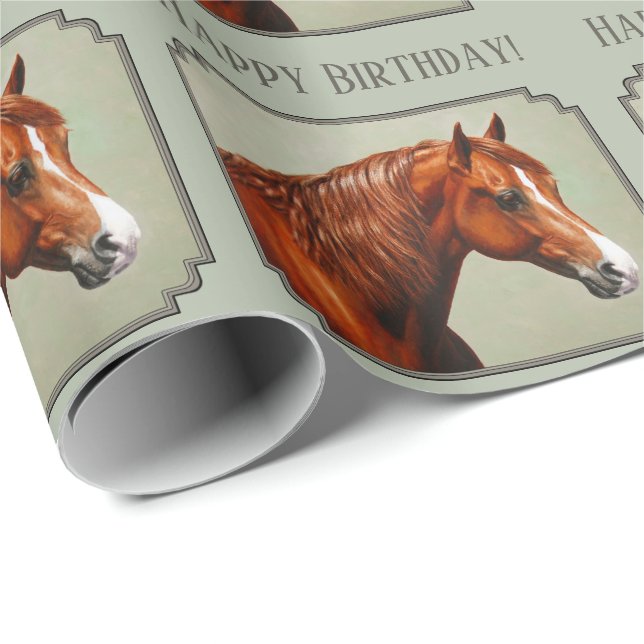 Chestnut Morgan Horse Sage Green Wrapping Paper (Roll Corner)