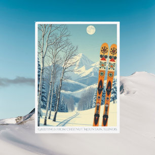 Chestnut Mountain Illinois ski vacation Postcard