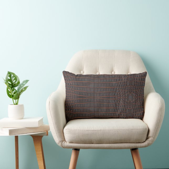 Chestnut Nile Crocodile Texture Print Lumbar Pillow (Chair)